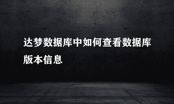 达梦数据库中如何查看数据库版本信息