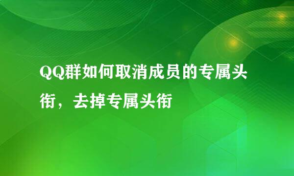 QQ群如何取消成员的专属头衔，去掉专属头衔