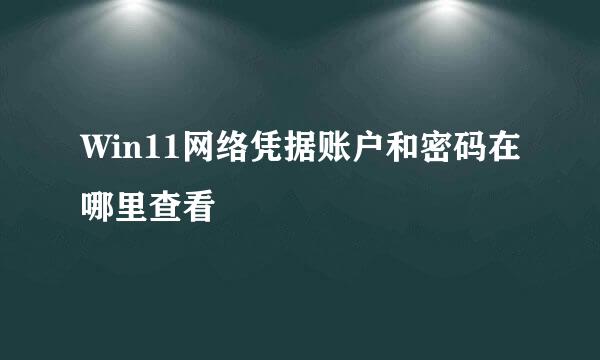 Win11网络凭据账户和密码在哪里查看