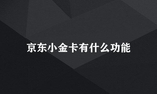 京东小金卡有什么功能