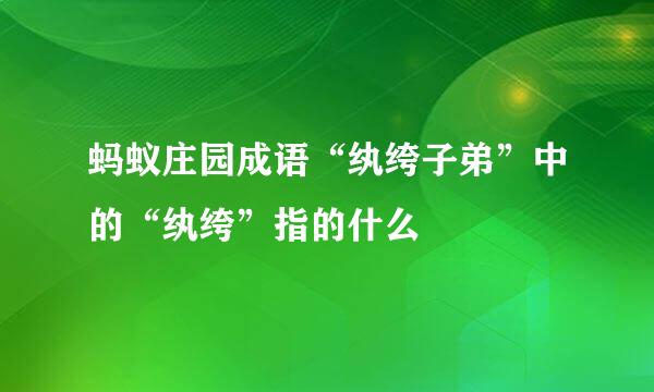 蚂蚁庄园成语“纨绔子弟”中的“纨绔”指的什么