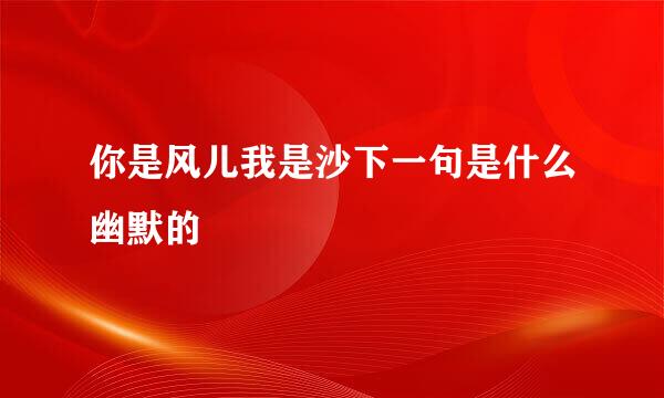 你是风儿我是沙下一句是什么幽默的
