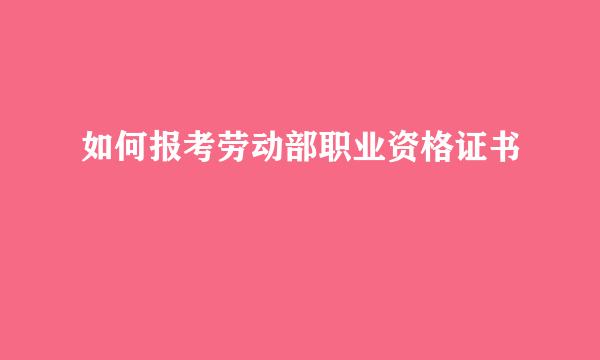 如何报考劳动部职业资格证书