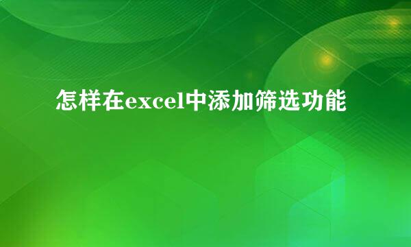 怎样在excel中添加筛选功能