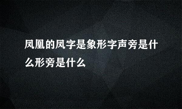 凤凰的凤字是象形字声旁是什么形旁是什么