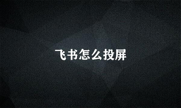 飞书怎么投屏