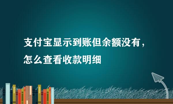 支付宝显示到账但余额没有，怎么查看收款明细