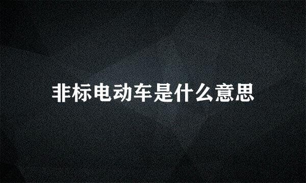 非标电动车是什么意思
