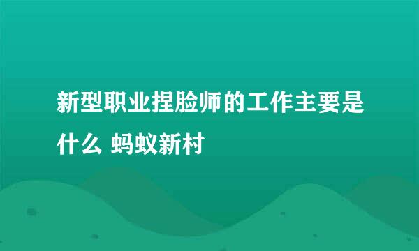 新型职业捏脸师的工作主要是什么 蚂蚁新村