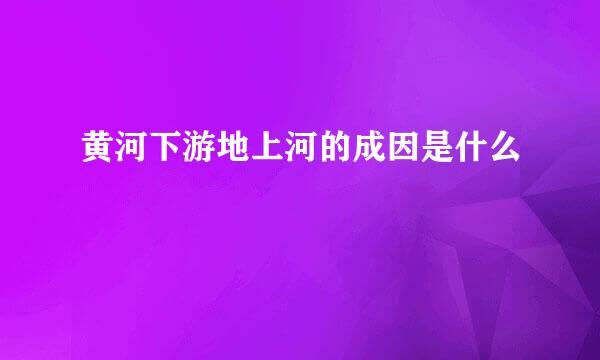 黄河下游地上河的成因是什么