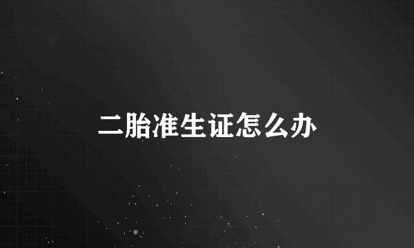 二胎准生证怎么办