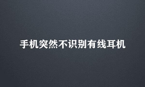 手机突然不识别有线耳机
