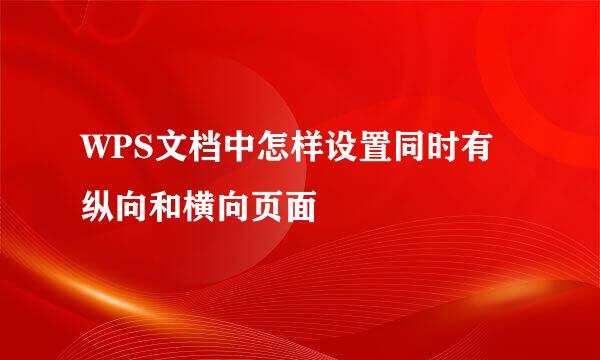 WPS文档中怎样设置同时有纵向和横向页面