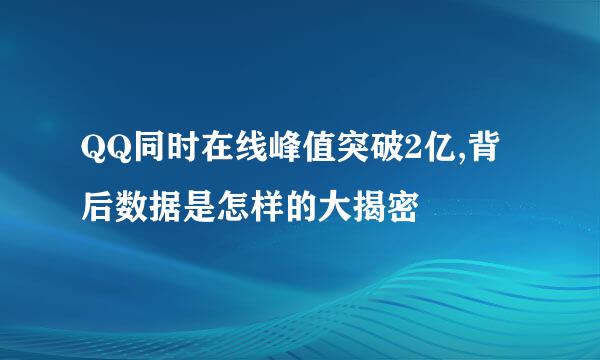 QQ同时在线峰值突破2亿,背后数据是怎样的大揭密