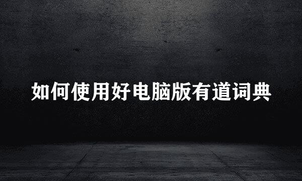 如何使用好电脑版有道词典