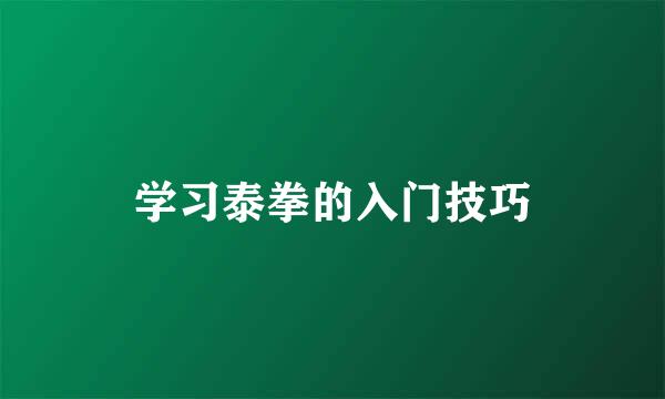 学习泰拳的入门技巧