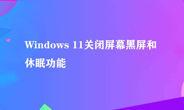 Windows 11关闭屏幕黑屏和休眠功能