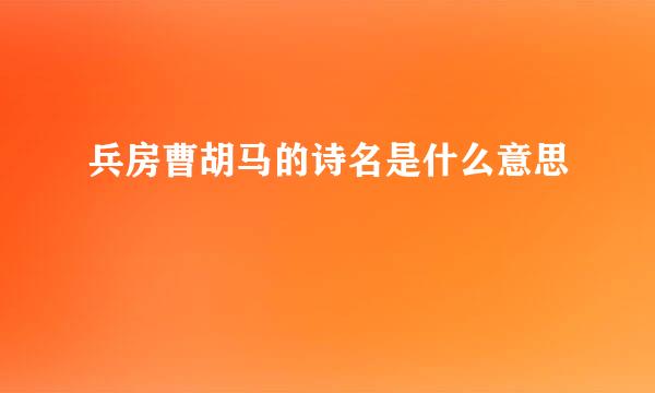 兵房曹胡马的诗名是什么意思
