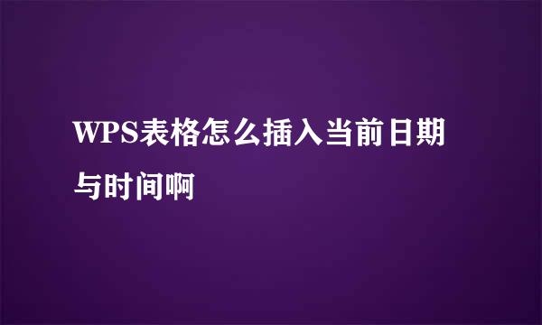 WPS表格怎么插入当前日期与时间啊