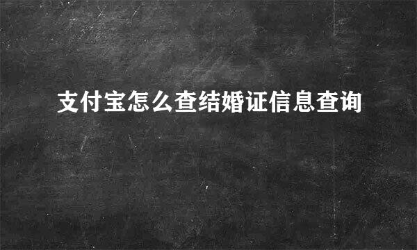 支付宝怎么查结婚证信息查询