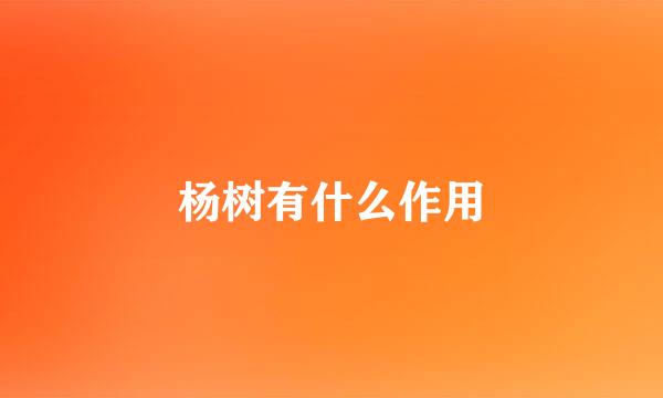 杨树有什么作用