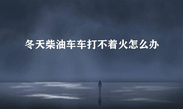 冬天柴油车车打不着火怎么办