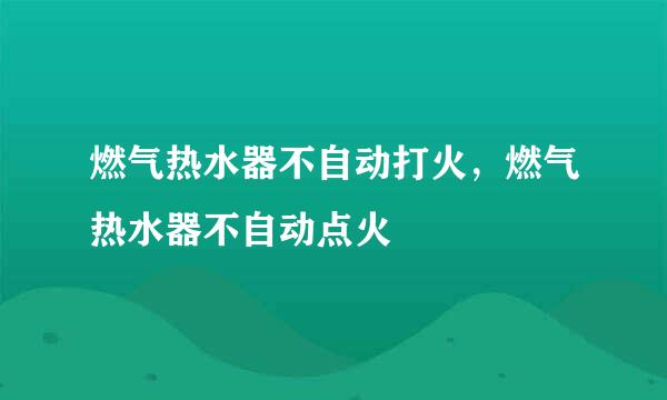 燃气热水器不自动打火，燃气热水器不自动点火