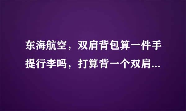 东海航空，双肩背包算一件手提行李吗，打算背一个双肩包，还有一个20寸的行李箱，不托运可以吗