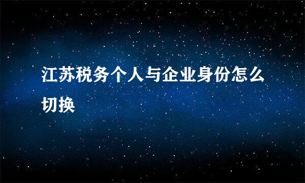江苏税务个人与企业身份怎么切换