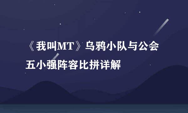 《我叫MT》乌鸦小队与公会五小强阵容比拼详解