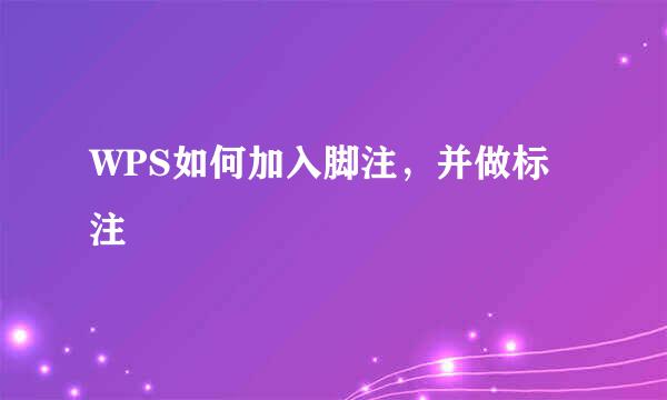 WPS如何加入脚注，并做标注