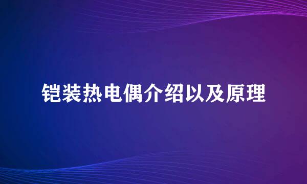 铠装热电偶介绍以及原理