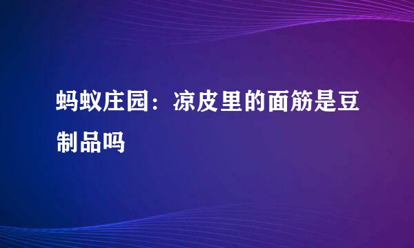 蚂蚁庄园：凉皮里的面筋是豆制品吗