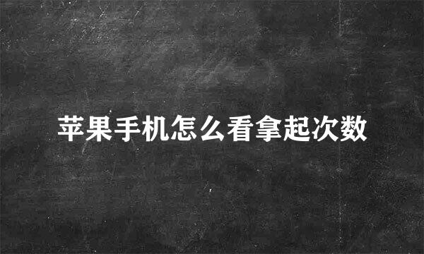 苹果手机怎么看拿起次数