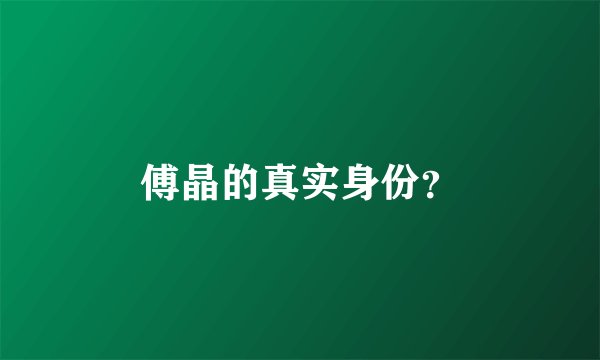 傅晶的真实身份?