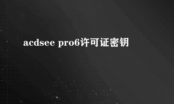 acdsee pro6许可证密钥