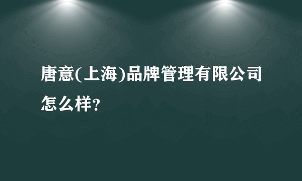 唐意(上海)品牌管理有限公司怎么样？