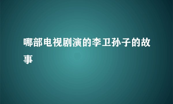 哪部电视剧演的李卫孙子的故事