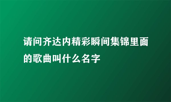 请问齐达内精彩瞬间集锦里面的歌曲叫什么名字