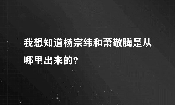 我想知道杨宗纬和萧敬腾是从哪里出来的？