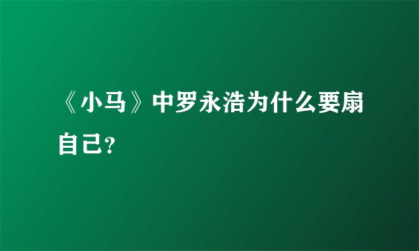《小马》中罗永浩为什么要扇自己?