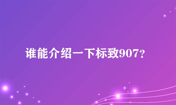 谁能介绍一下标致907？