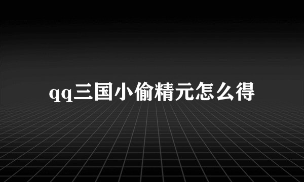 qq三国小偷精元怎么得