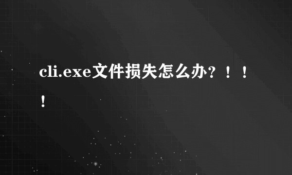 cli.exe文件损失怎么办？！！！