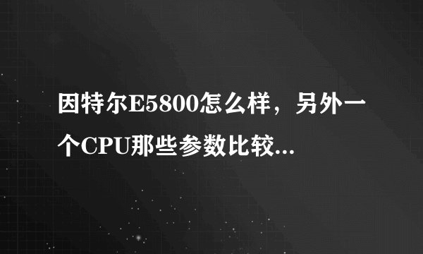 因特尔E5800怎么样，另外一个CPU那些参数比较重要？？？