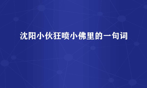 沈阳小伙狂喷小佛里的一句词