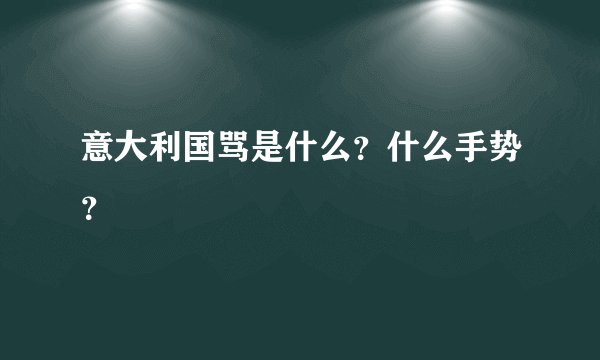 意大利国骂是什么？什么手势？
