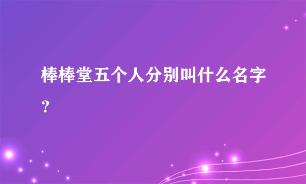 棒棒堂五个人分别叫什么名字？