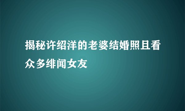 揭秘许绍洋的老婆结婚照且看众多绯闻女友