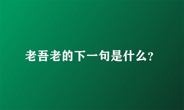 老吾老的下一句是什么？